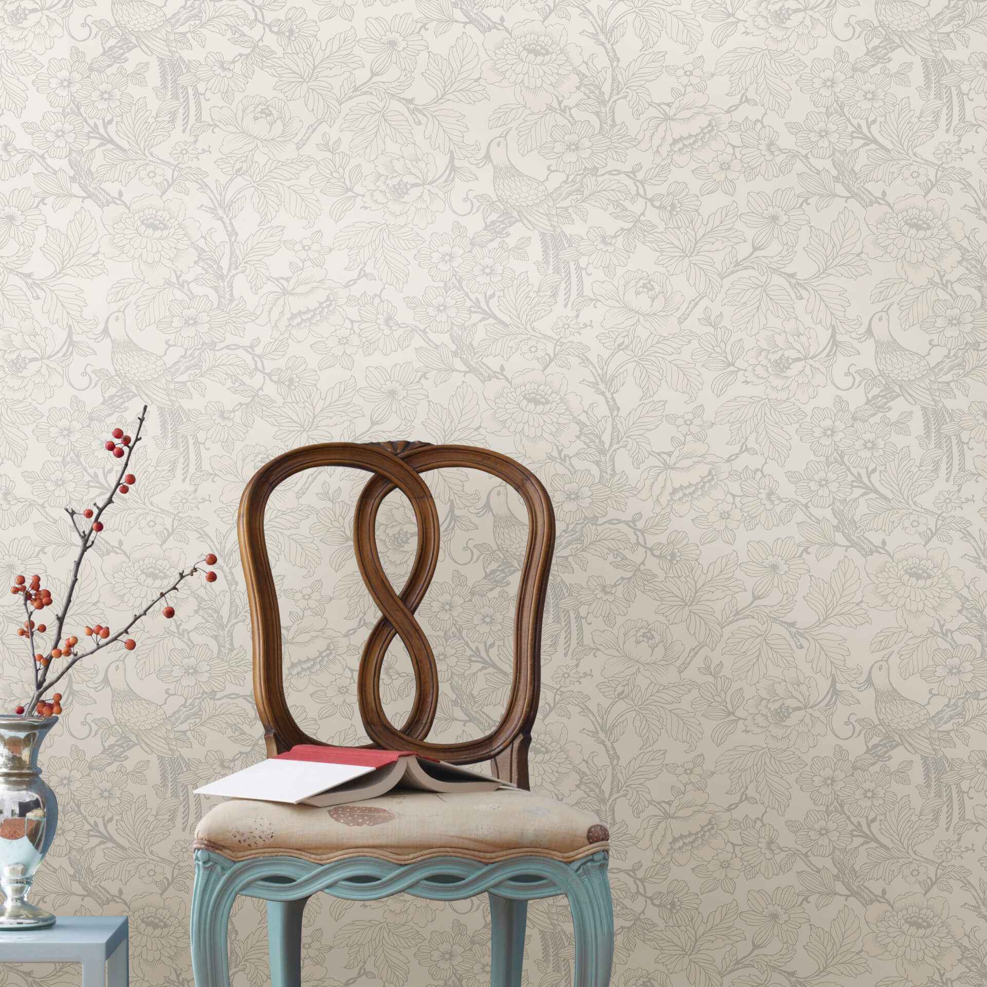 Beaufort Dove Peony Chinoiserie Wallpaper - York Wallcoverings - 2927-80400 - York Wallcoverings Wallpaper