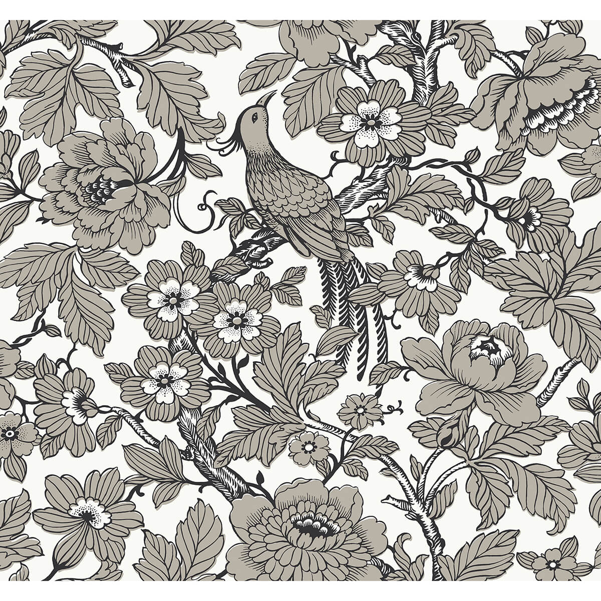 Beaufort Black Peony Chinoiserie Wallpaper - York Wallcoverings - 2927-80410