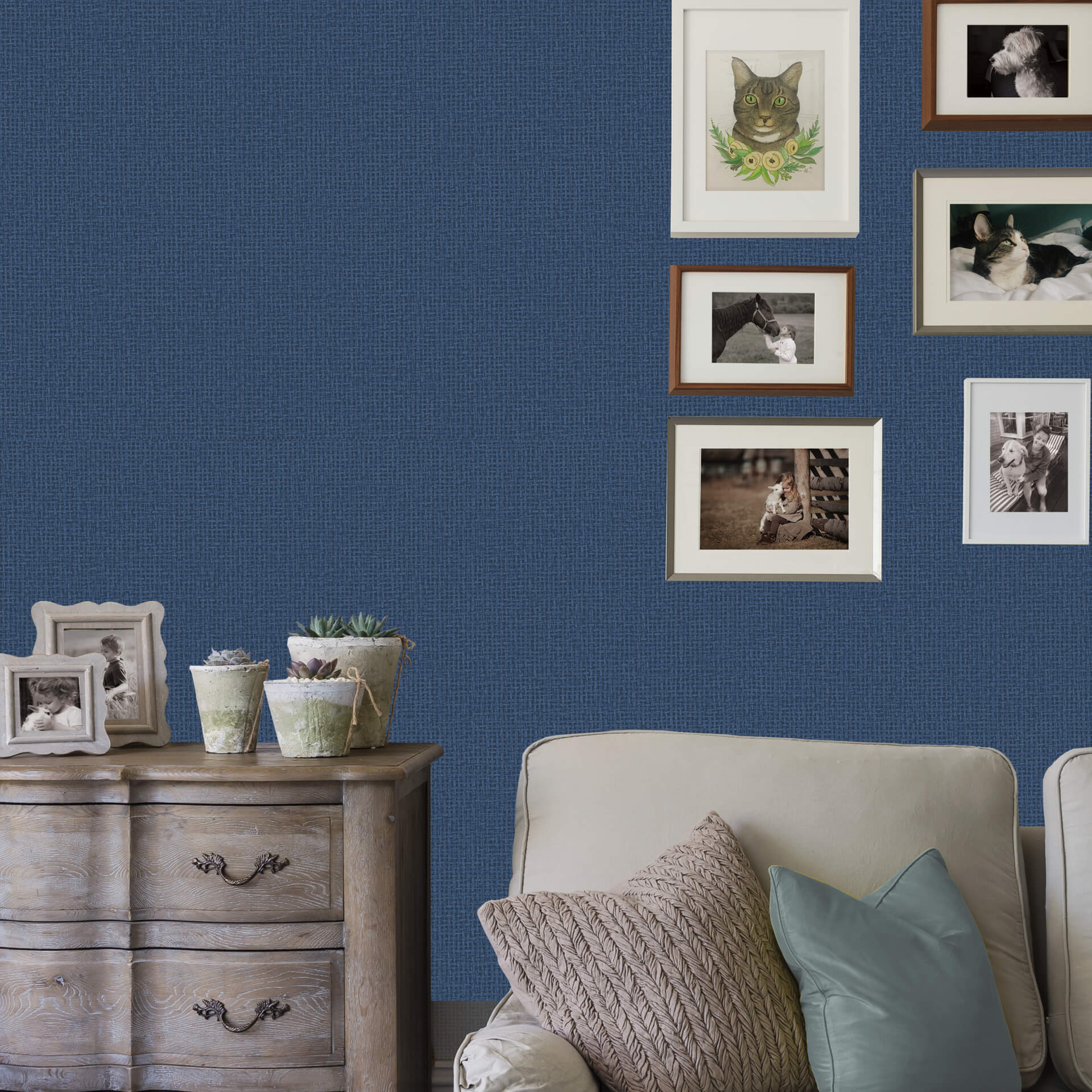 Marblehead Cobalt Basket Weave Wallpaper - York Wallcoverings - 2927-81012 - York Wallcoverings Wallpaper