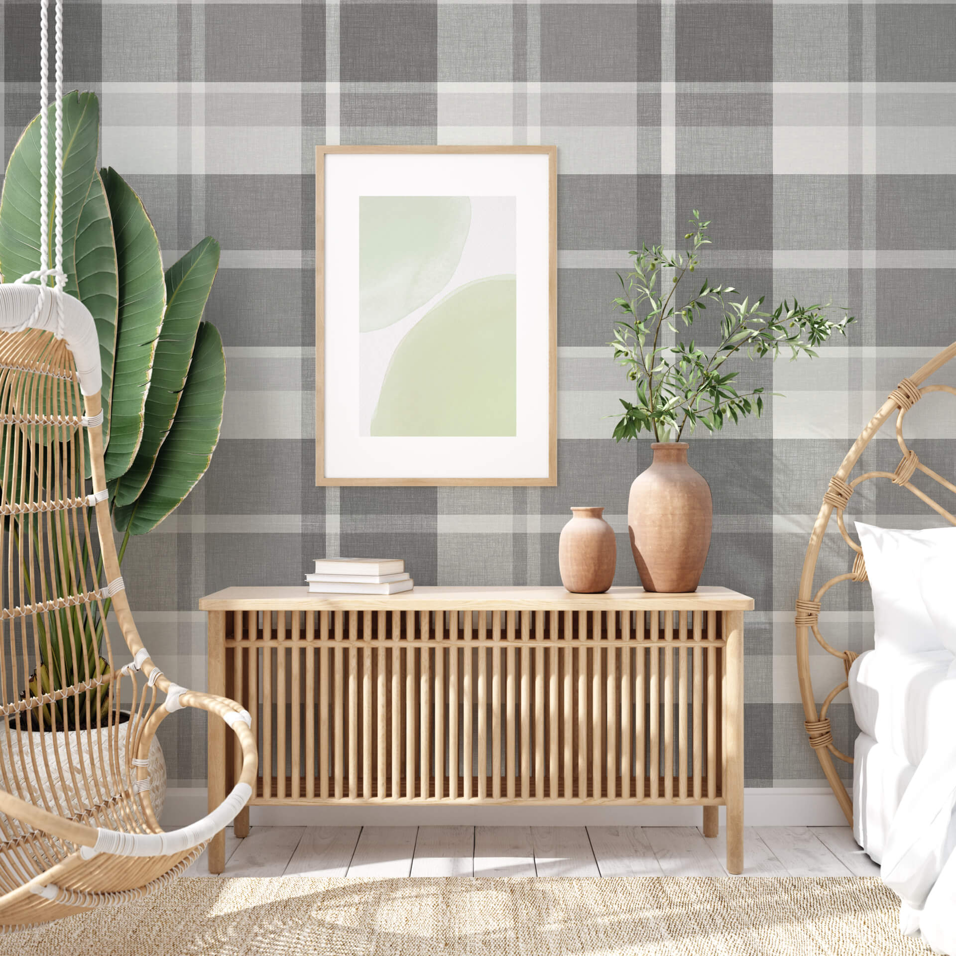 Madaket Dark Grey Plaid Wallpaper - York Wallcoverings - 2927-81108 - York Wallcoverings Wallpaper