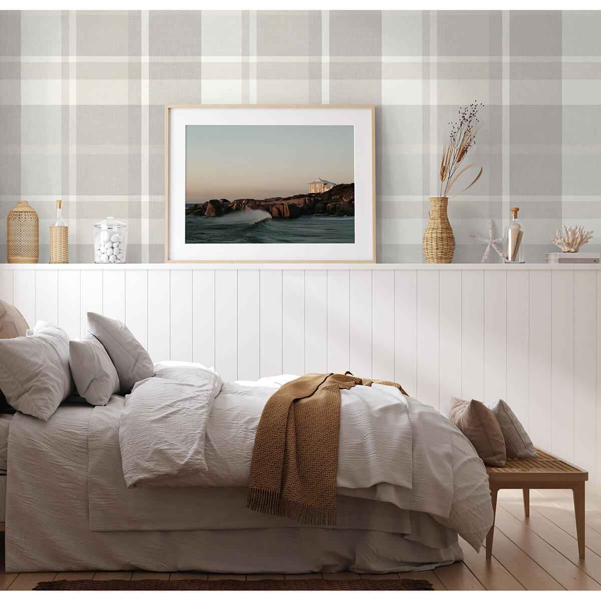 Madaket Light Grey Plaid Wallpaper - York Wallcoverings - 2927-81118 - York Wallcoverings Wallpaper
