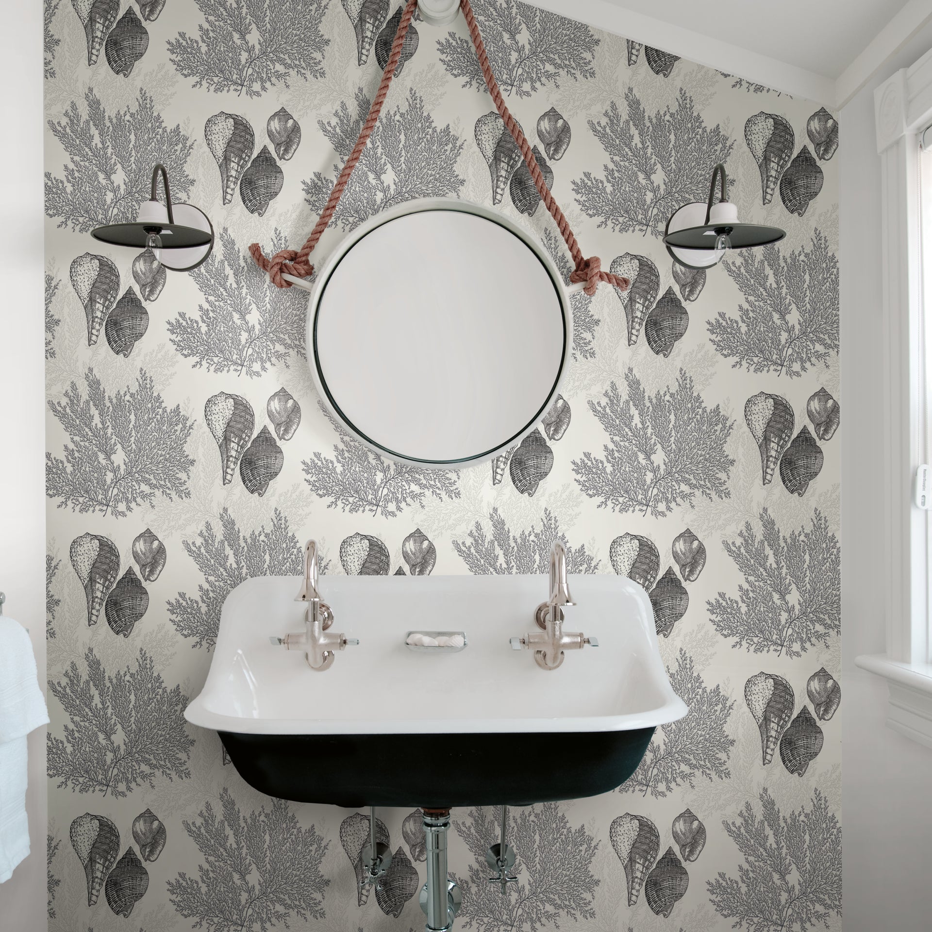 Nauset Black Seashell Shores Wallpaper  | Brewster Wallcovering - The WorkRm