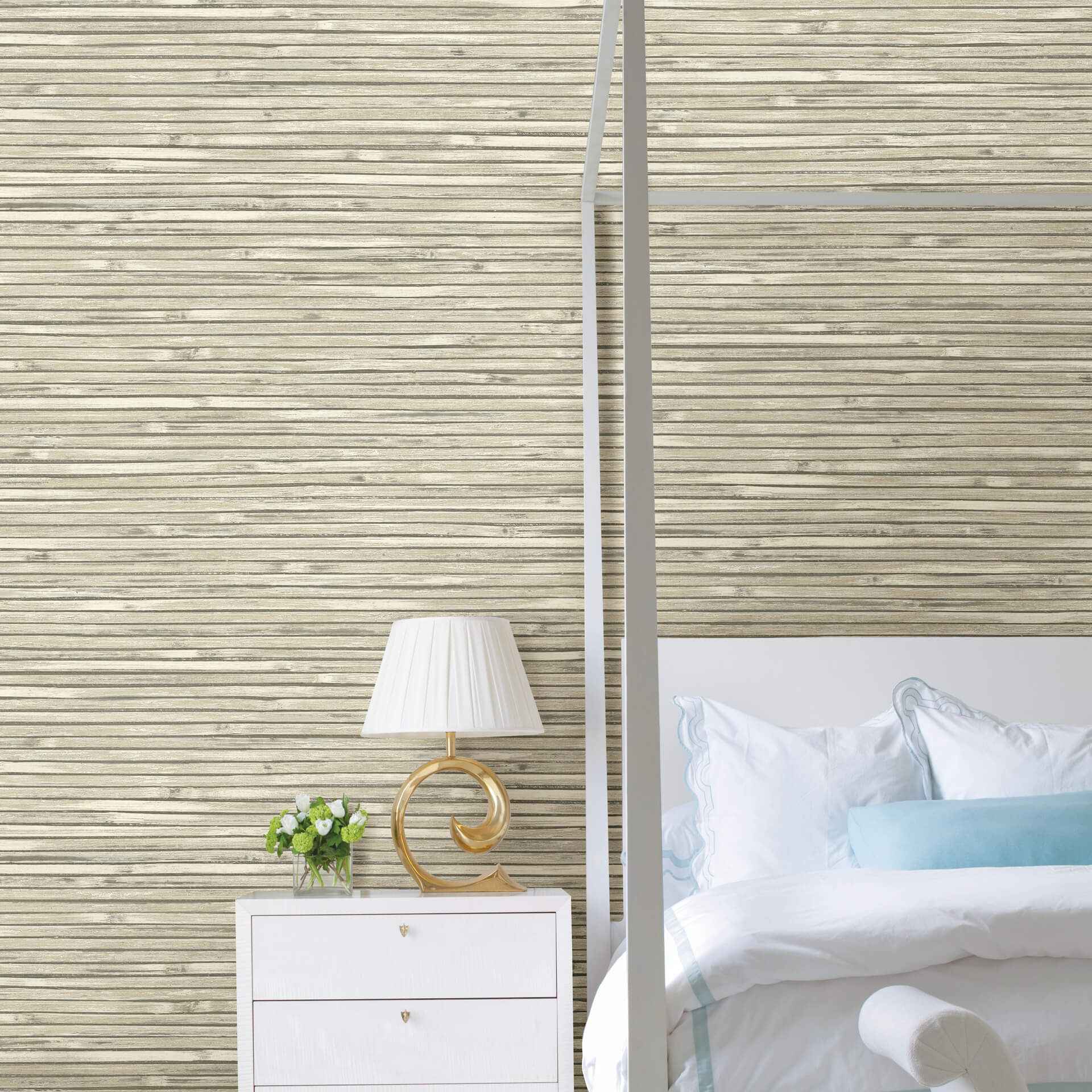Bellport Ivory Wooden Slat Wallpaper - York Wallcoverings - 2927-81305 - York Wallcoverings Wallpaper