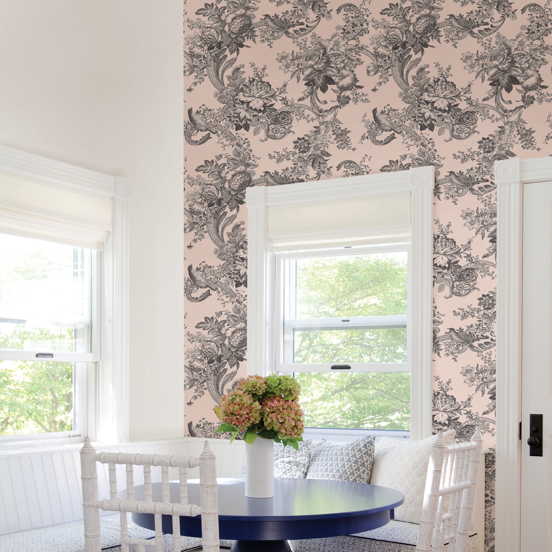 Carmel Blush Baroque Florals Wallpaper  | Brewster Wallcovering