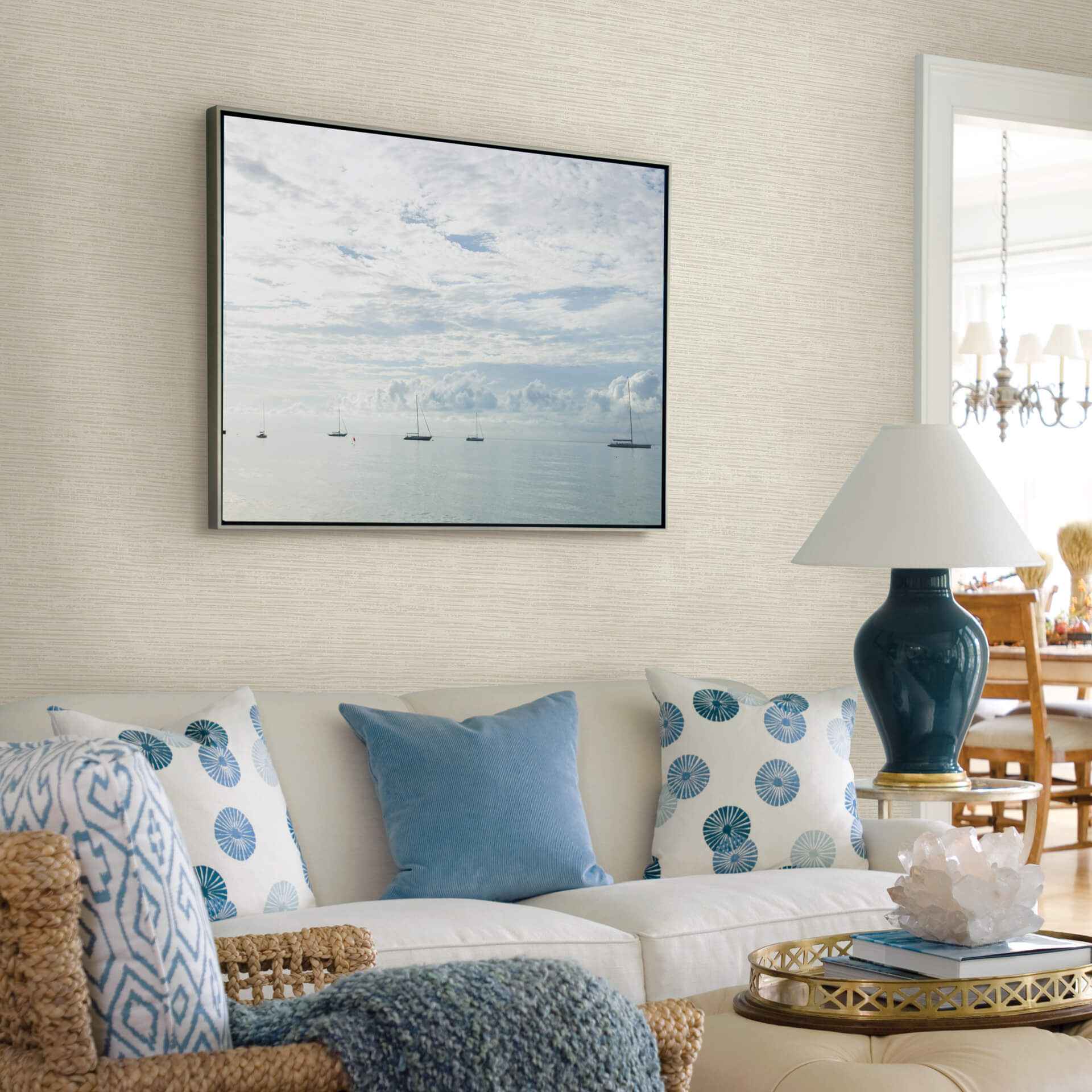 Tiverton Bone Faux Grasscloth Wallpaper - York Wallcoverings - 2927-81705 - York Wallcoverings Wallpaper