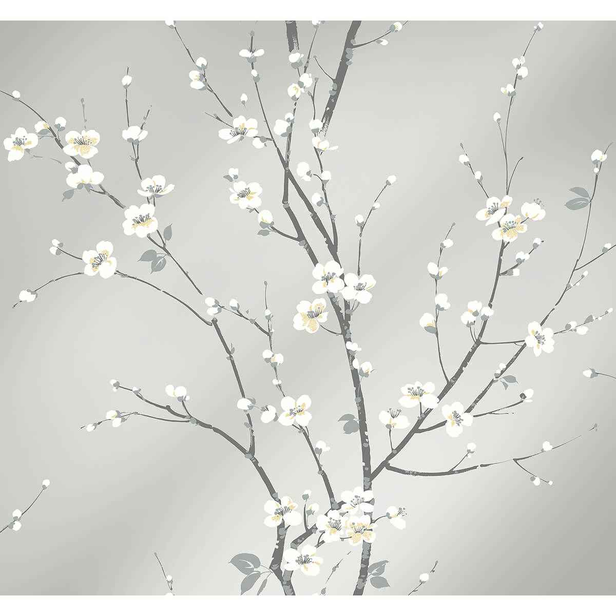 Monterey Silver Mist Floral Branch Wallpaper - York Wallcoverings - 2927-81808