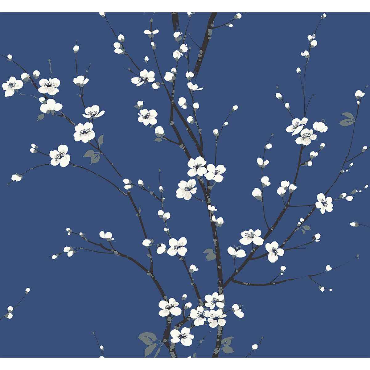 Monterey Cobalt Floral Branch Wallpaper - York Wallcoverings - 2927-81812
