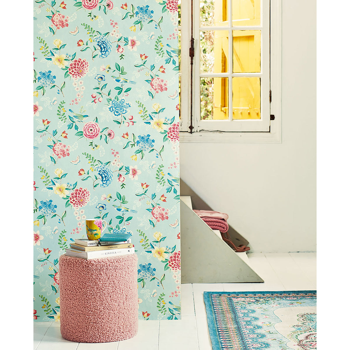 Good Evening Light Blue Floral Garden Wallpaper  | Brewster Wallcovering - The WorkRm