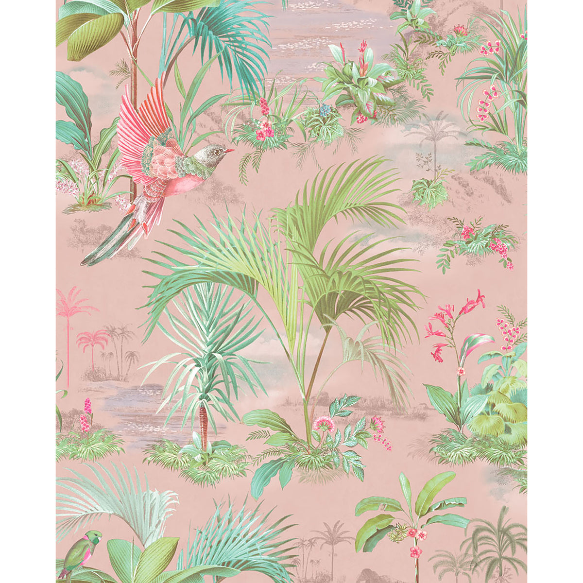 Brewster Wallcovering-Calliope Pink Palm Scenes Wallpaper