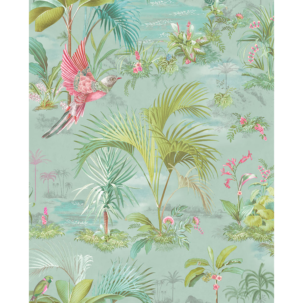 Brewster Wallcovering-Calliope Light Blue Palm Scenes Wallpaper