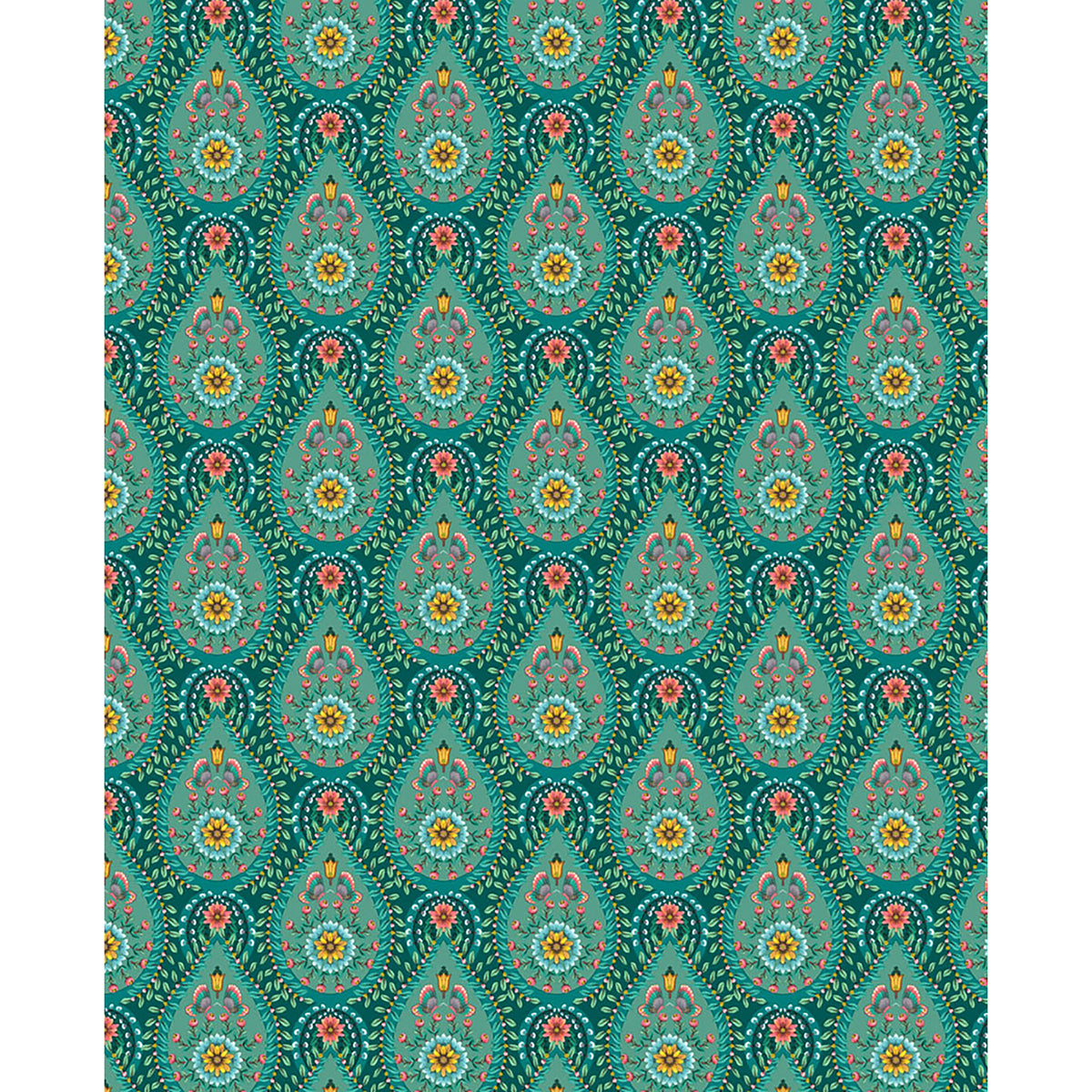 Picture of Garden Party Teal Raindrops Wallpaper