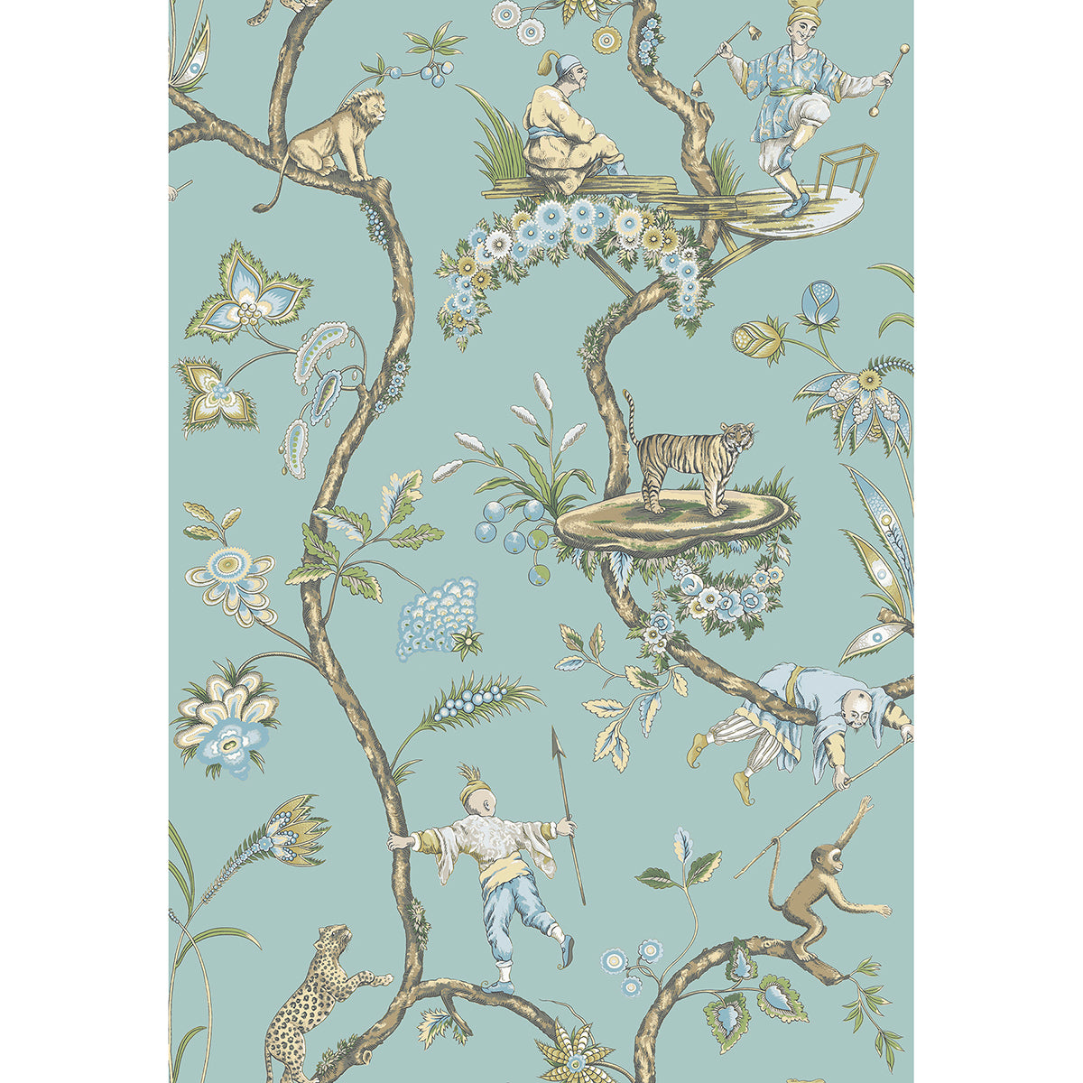 Brewster Wallcovering-Robin Egg Chinoise Exotique Scalamandre Self Adhesive Wallpaper