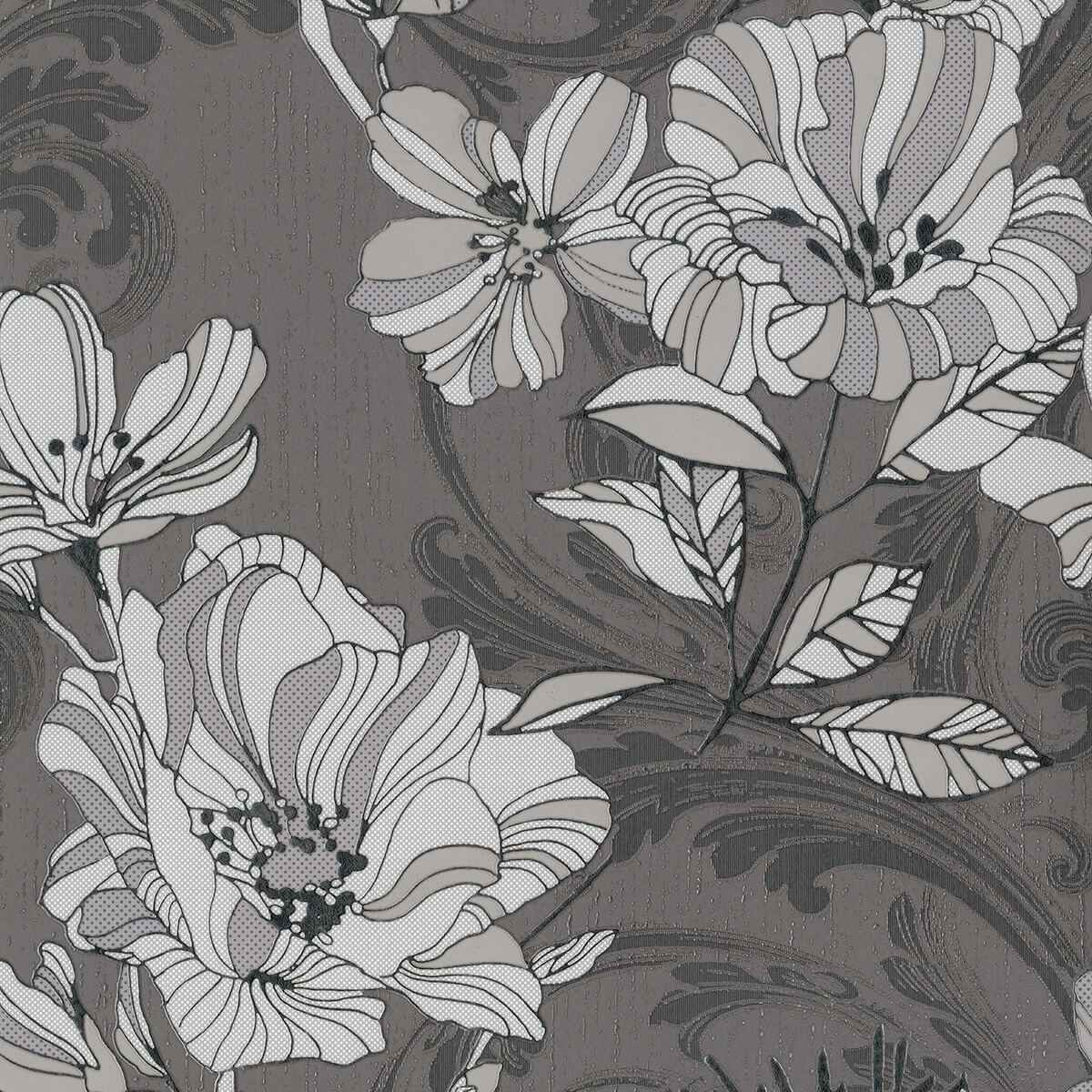 Selene Silver Mucha Floral Wallpaper - York Wallcoverings - 4019-86401 - York Wallcoverings Wallpaper