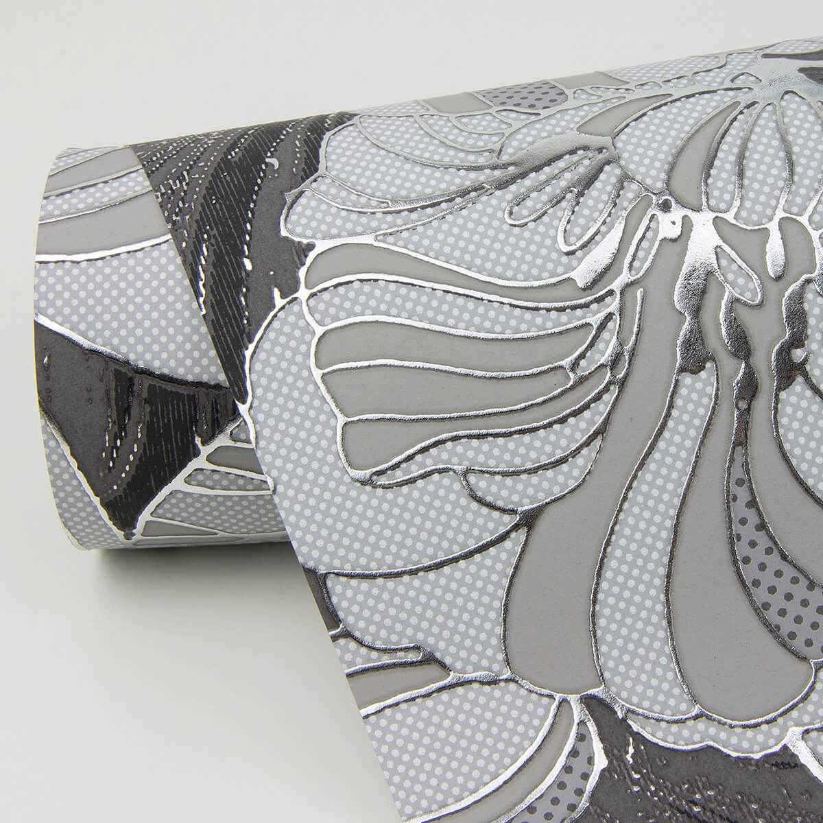 Selene Silver Mucha Floral Wallpaper - York Wallcoverings - 4019-86401