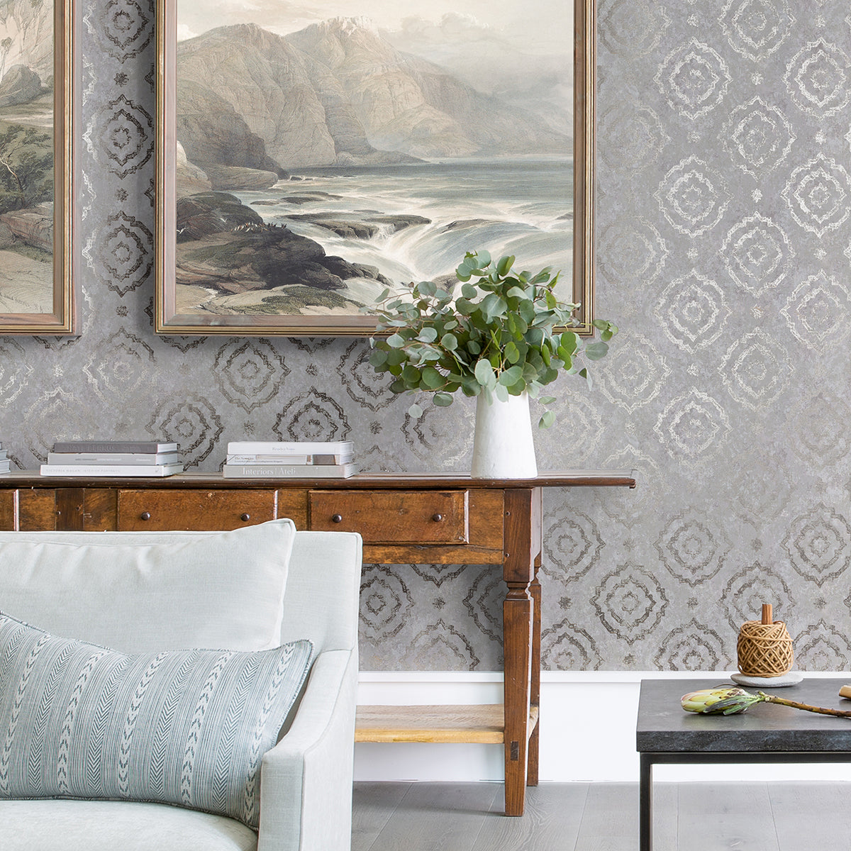 Uma Silver Star Medallion Wallpaper  | Brewster Wallcovering - The WorkRm