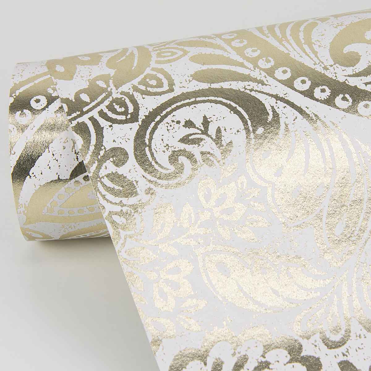 Artemis Gold Floral Damask Wallpaper - York Wallcoverings - 4019-86441