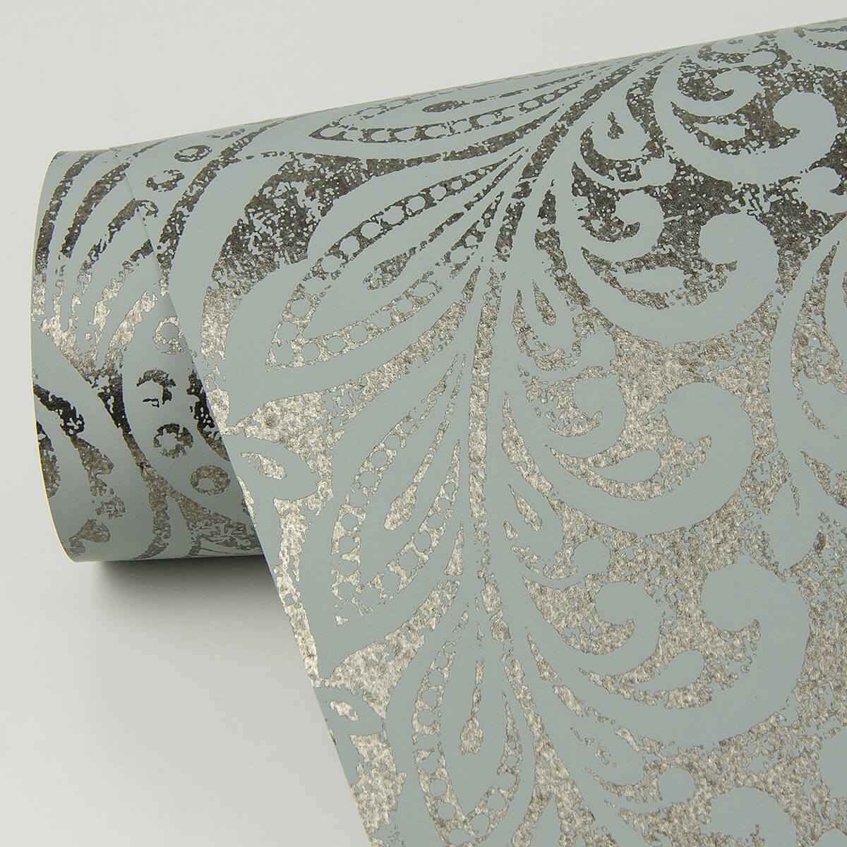 Artemis Pewter Floral Damask Wallpaper - York Wallcoverings - 4019-86446 - York Wallcoverings Wallpaper
