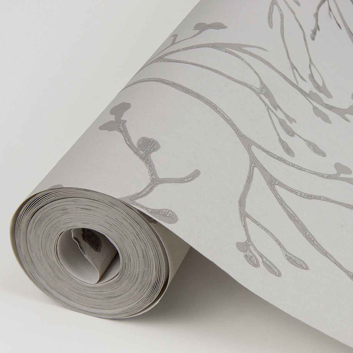 Koura Silver Budding Branches Wallpaper - York Wallcoverings - 4019-86453 - York Wallcoverings Wallpaper