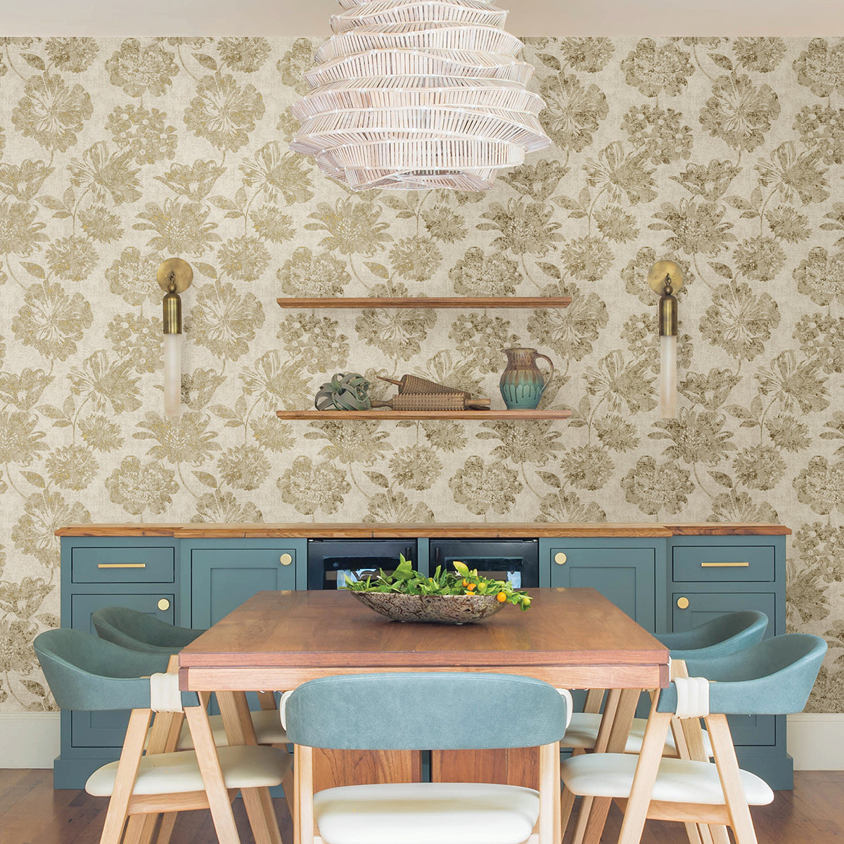 Kala Gold Floral Wallpaper  | Brewster Wallcovering - The WorkRm