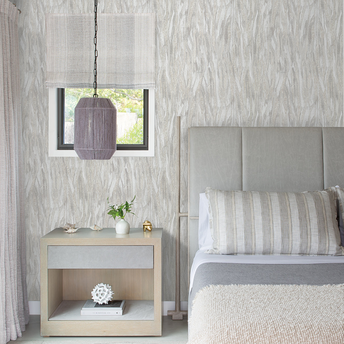 Suna Silver Woodgrain Wallpaper  | Brewster Wallcovering - The WorkRm