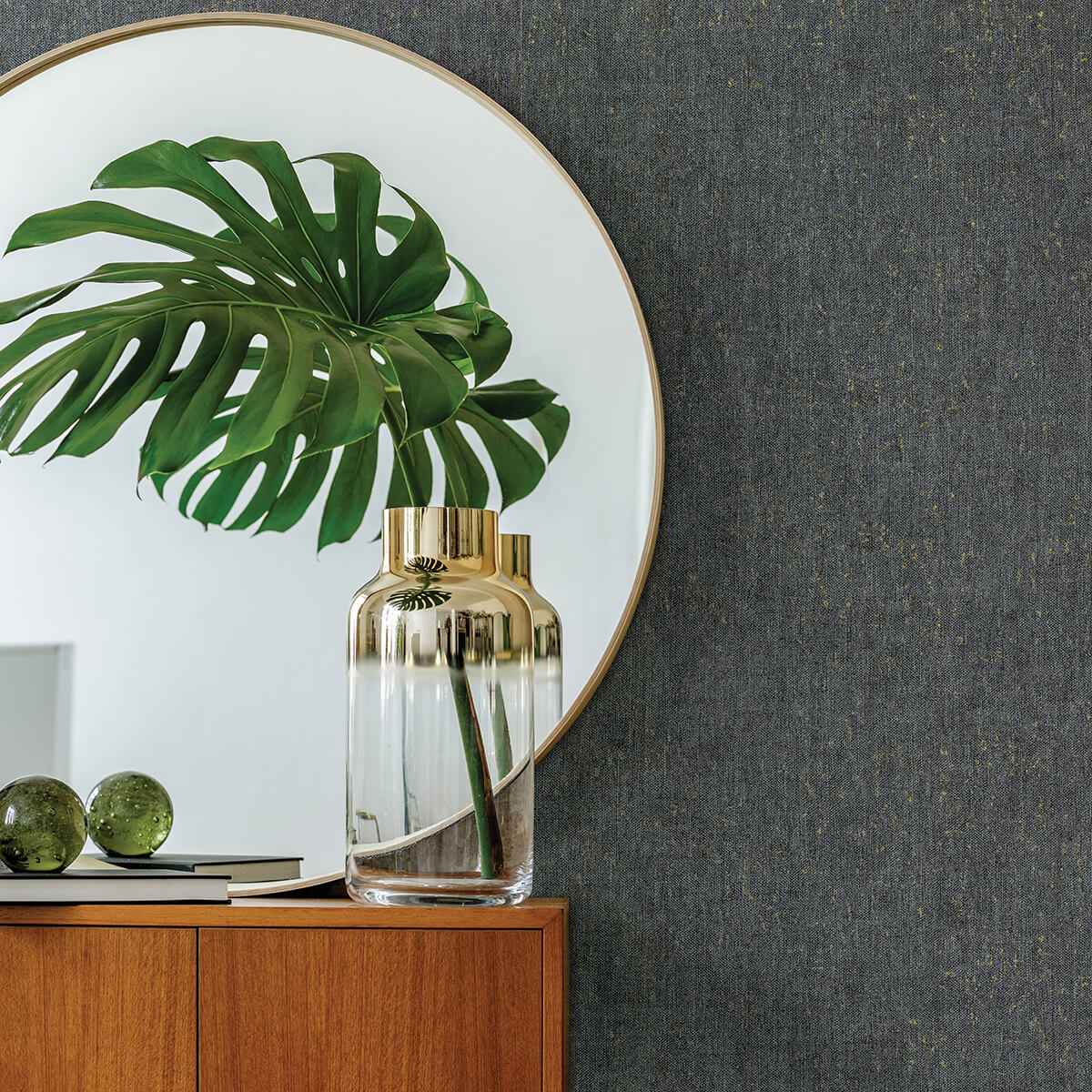 Reuss Slate Faux Fabric Wallpaper - York Wallcoverings - 4019-86497 - York Wallcoverings Wallpaper