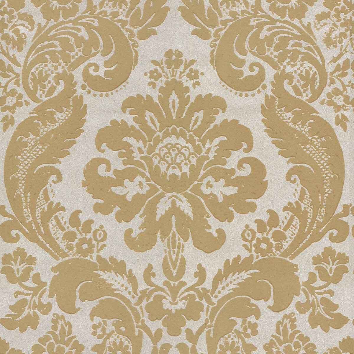 Shadow Khaki Flocked Damask Wallpaper - York Wallcoverings - 2763-87314