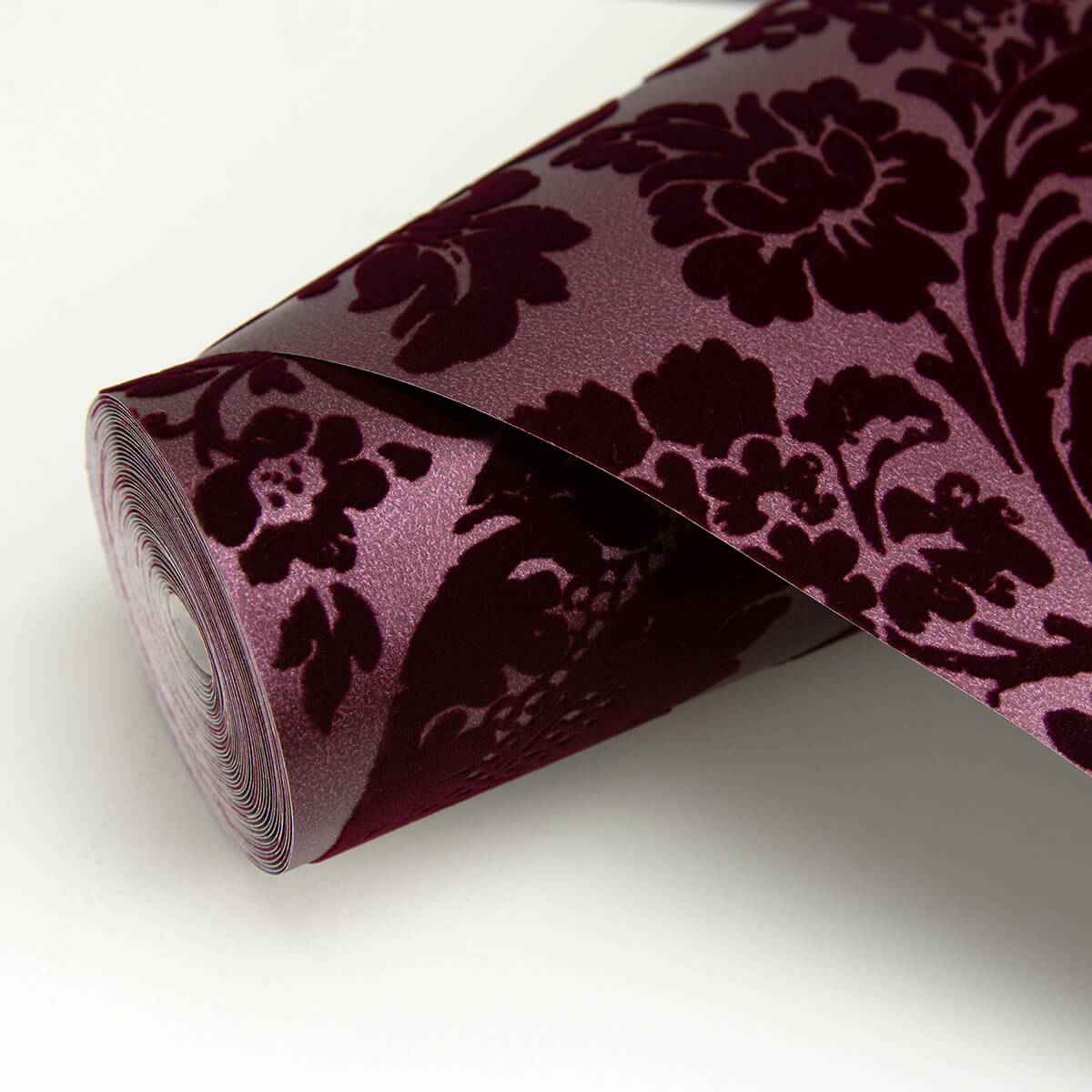 Shadow Merlot Flocked Damask Wallpaper - York Wallcoverings - 2763-87315 - York Wallcoverings Wallpaper