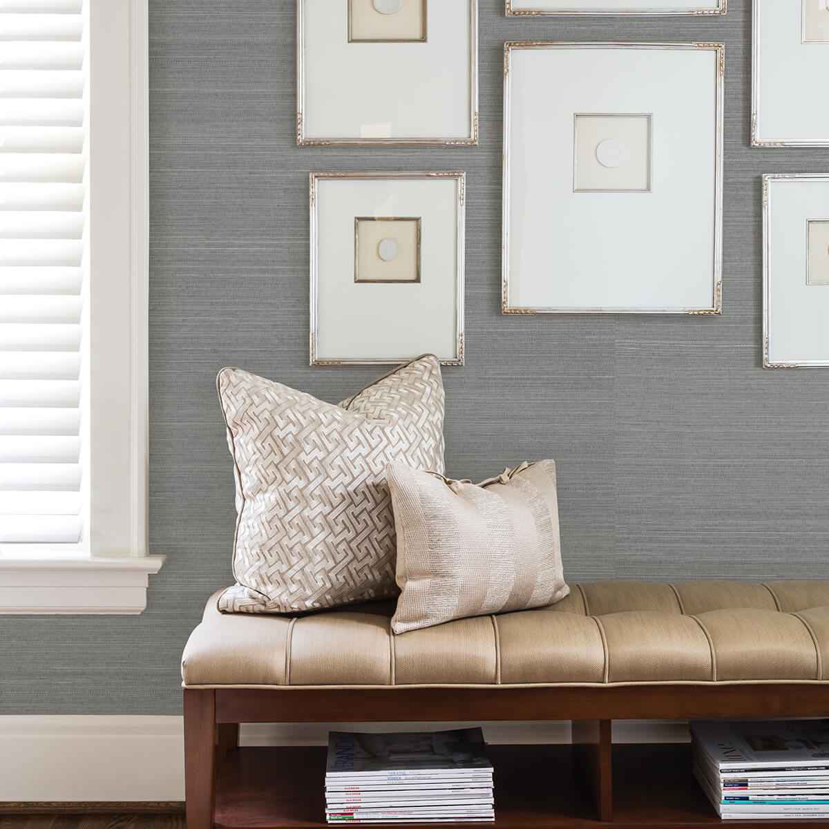 Binan Grey Grasscloth Wallpaper - York Wallcoverings - 2829-80043 - York Wallcoverings Wallpaper