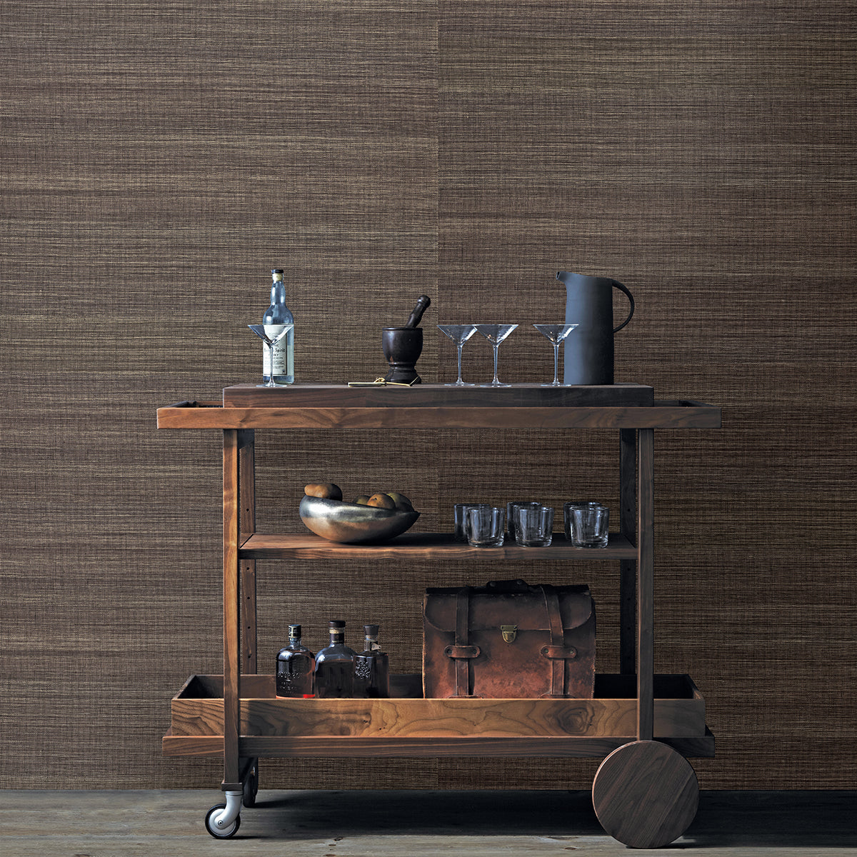 Xidi Brown Grasscloth Wallpaper - Brewster Wallcovering