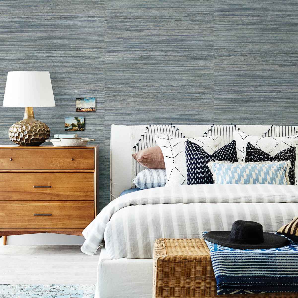 Pattaya Blue Grasscloth Wallpaper - York Wallcoverings - 2829-82040 - York Wallcoverings Wallpaper