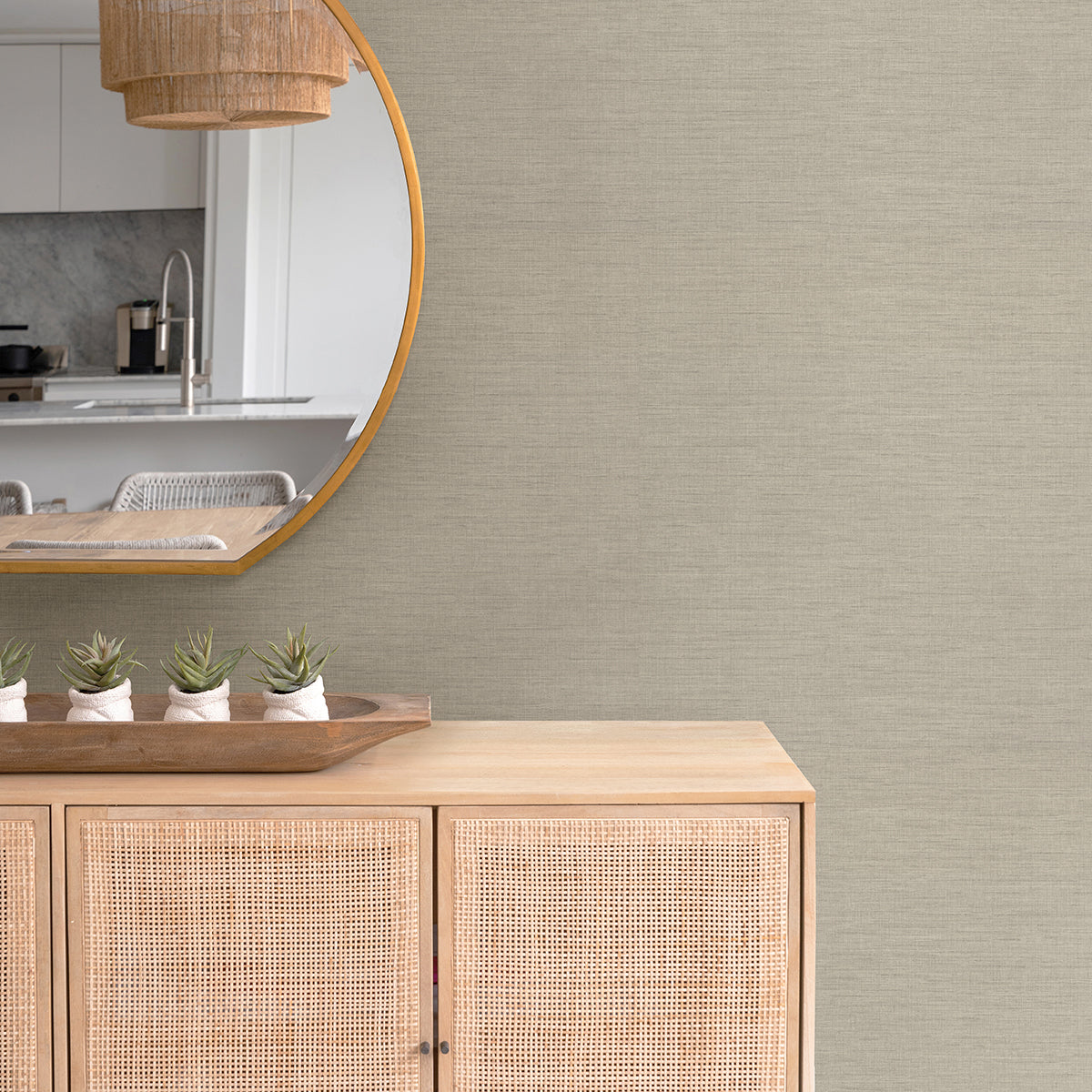 Essence Beige Linen Texture Wallpaper - Brewster Wallcovering