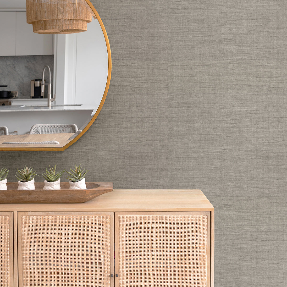 Essence Neutral Linen Texture Wallpaper - Brewster Wallcovering