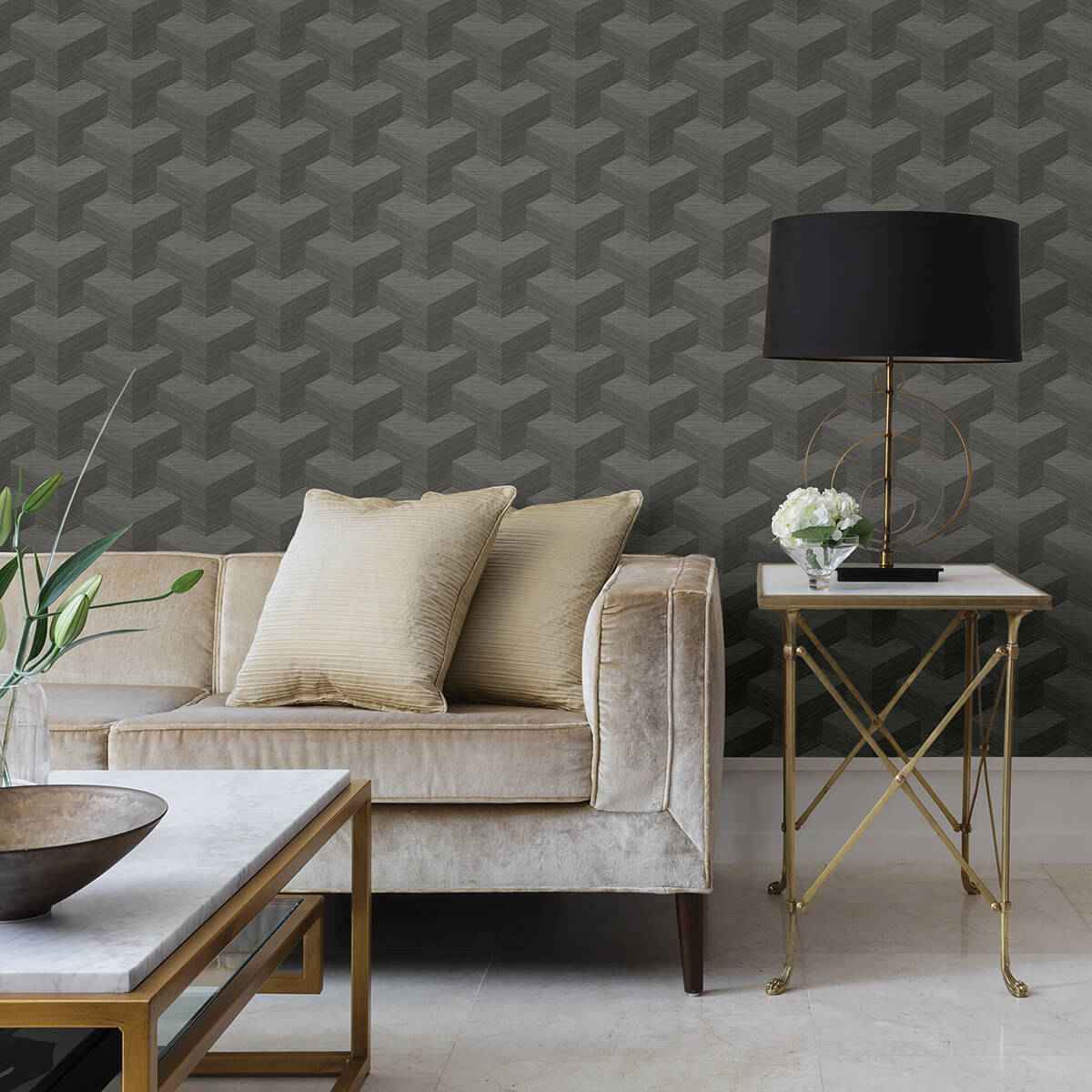 Y Knot Grey Geometric Texture Wallpaper - York Wallcoverings - 2829-82067 - York Wallcoverings Wallpaper
