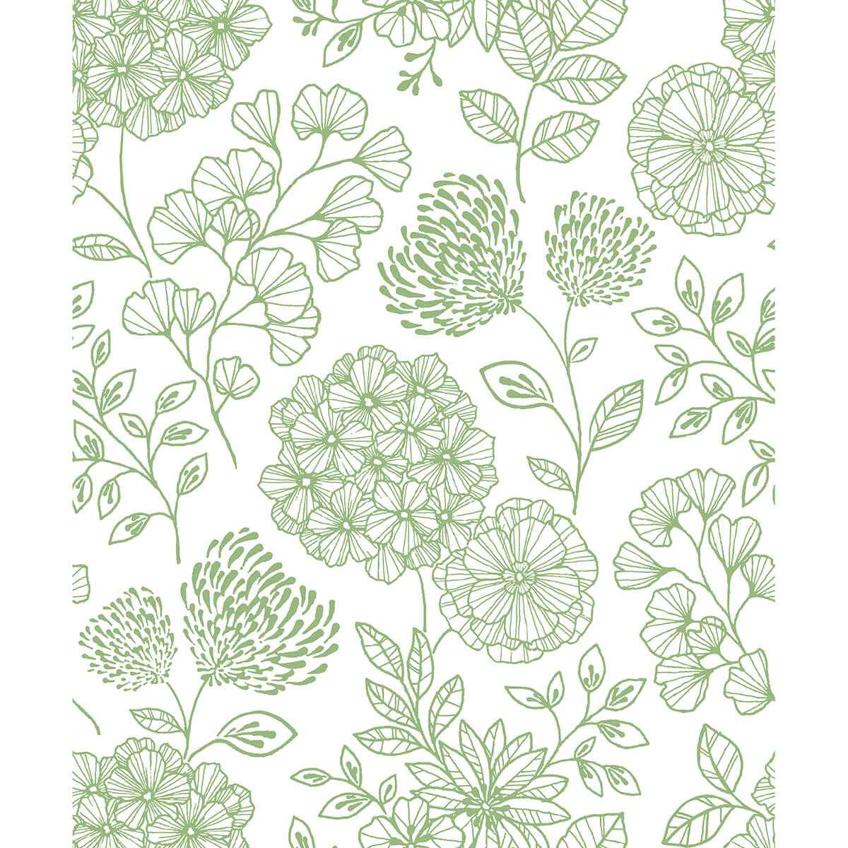 Ada Green Floral Wallpaper - York Wallcoverings - 2975-26204