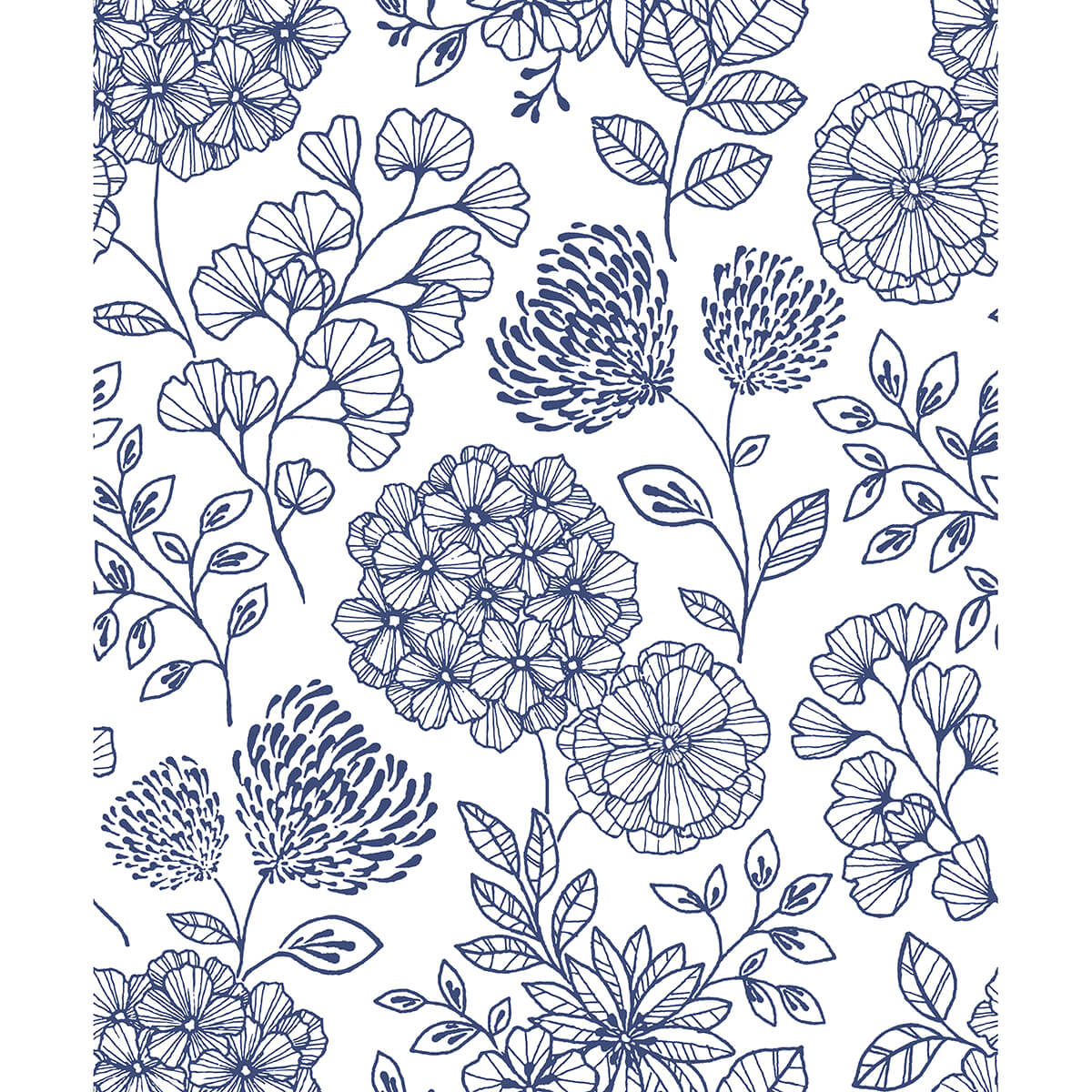 Ada Blue Floral Wallpaper - York Wallcoverings - 2975-26205 - York Wallcoverings Wallpaper