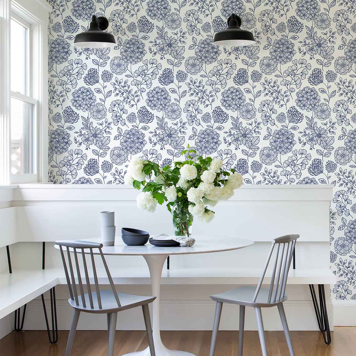 Ada Blue Floral Wallpaper - York Wallcoverings - 2975-26205 - York Wallcoverings Wallpaper