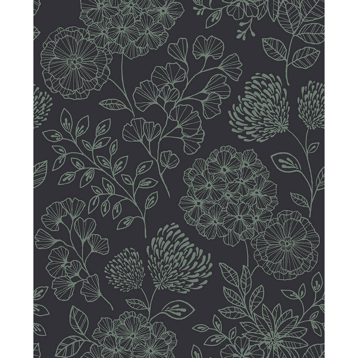 Ada Charcoal Floral Wallpaper - York Wallcoverings - 2975-26206 - York Wallcoverings Wallpaper