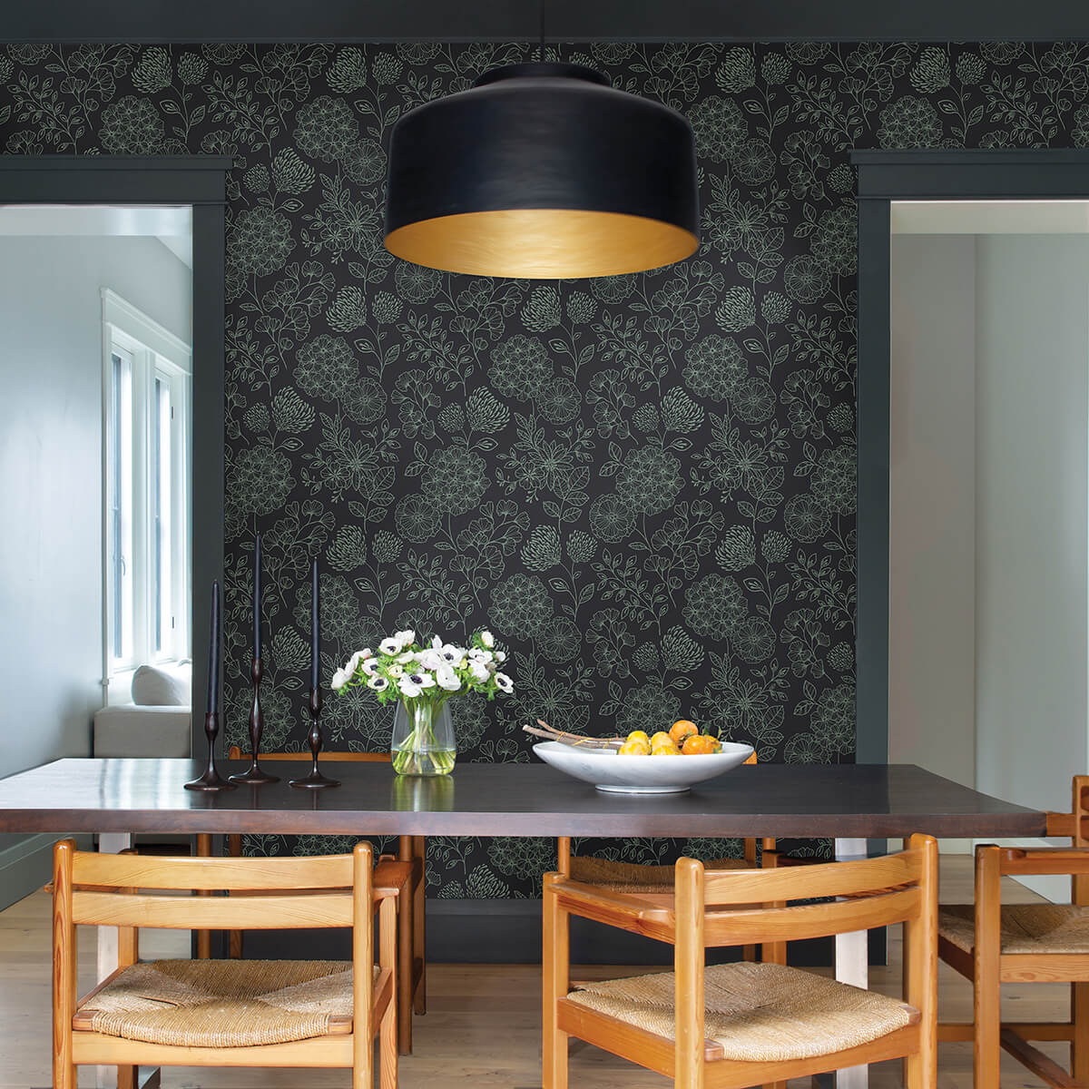 Ada Charcoal Floral Wallpaper - York Wallcoverings - 2975-26206 - York Wallcoverings Wallpaper