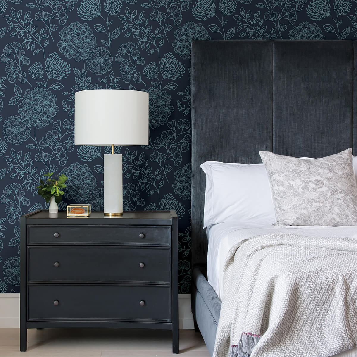 Ada Indigo Floral Wallpaper - York Wallcoverings - 2975-26207 - York Wallcoverings Wallpaper