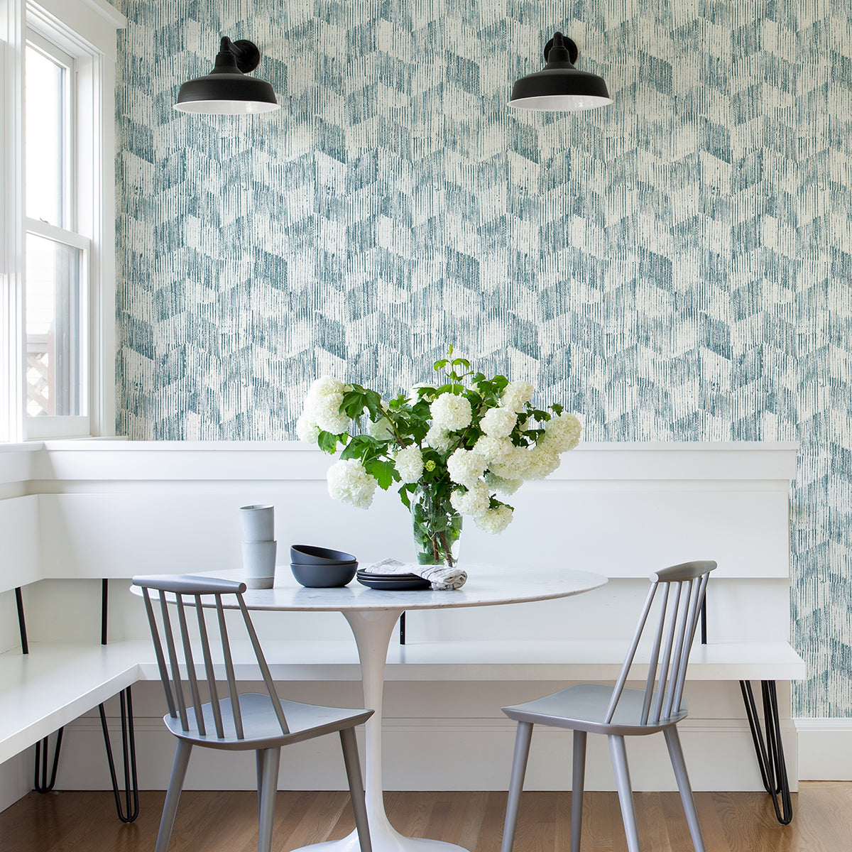 Demi Teal Distressed Wallpaper - Brewster Wallcovering