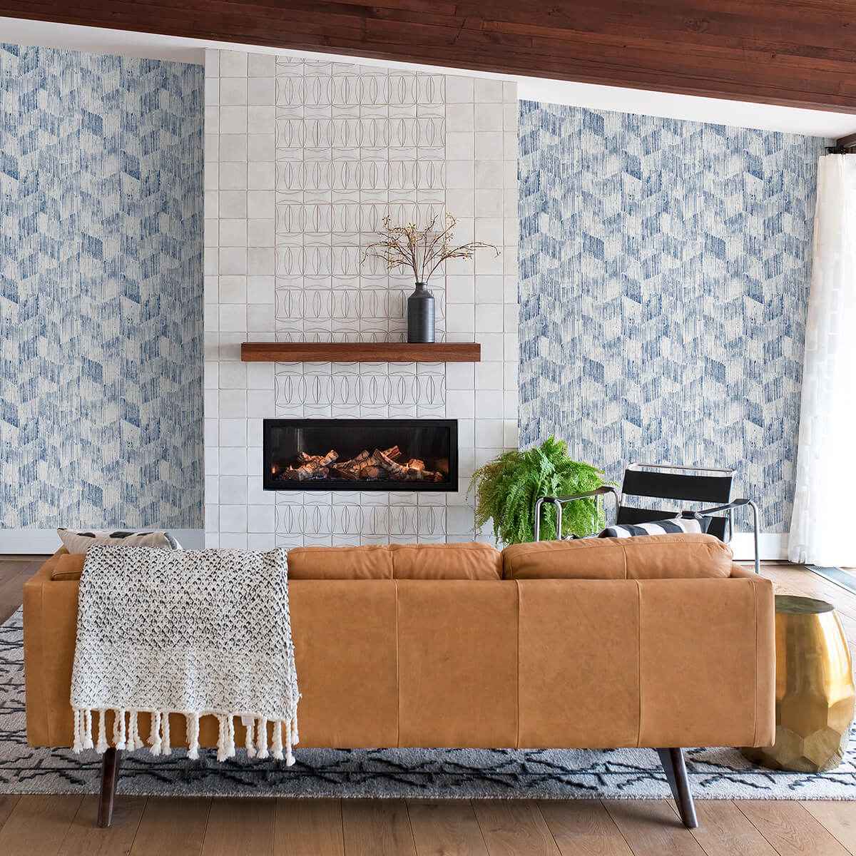 Demi Indigo Distressed Wallpaper - York Wallcoverings - 2975-26215 - York Wallcoverings Wallpaper