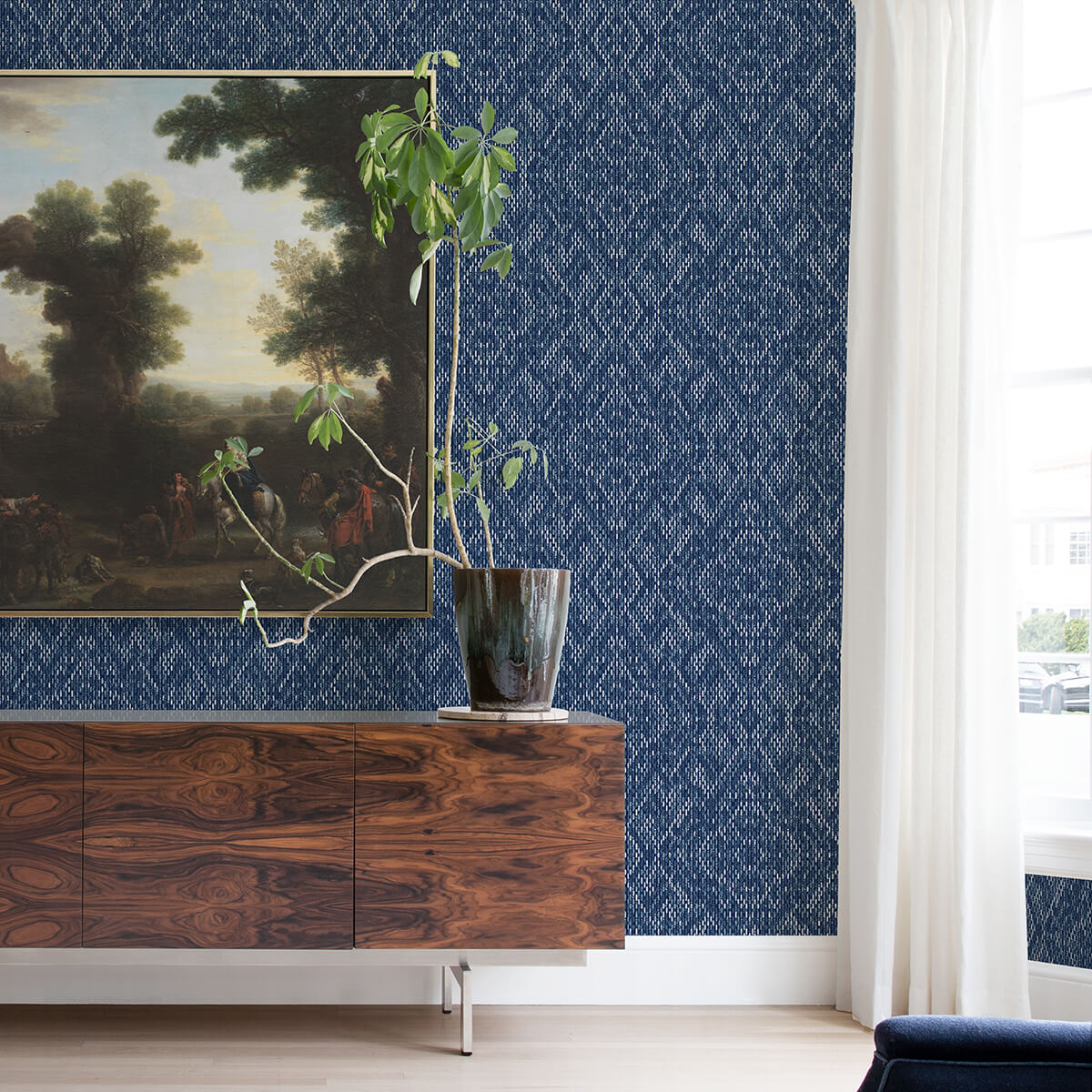 Felix Indigo Indigo Geometric Wallpaper - York Wallcoverings - 2975-26242 - York Wallcoverings Wallpaper