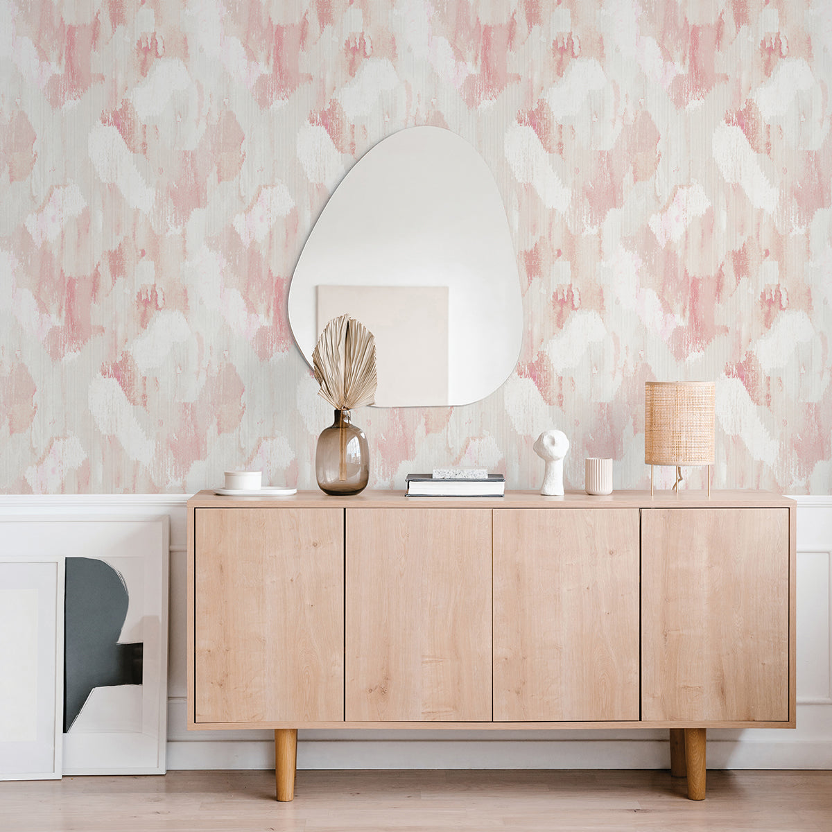 Mahi Blush Abstract Wallpaper  | Brewster Wallcovering