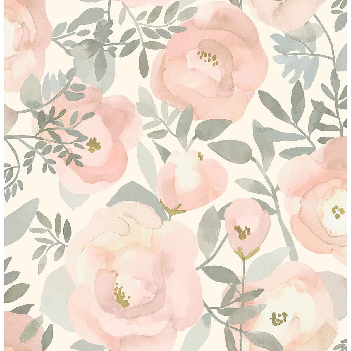 Rose Peachy Keen Peel and Stick Wallpaper - York Wallcoverings - NUS3829