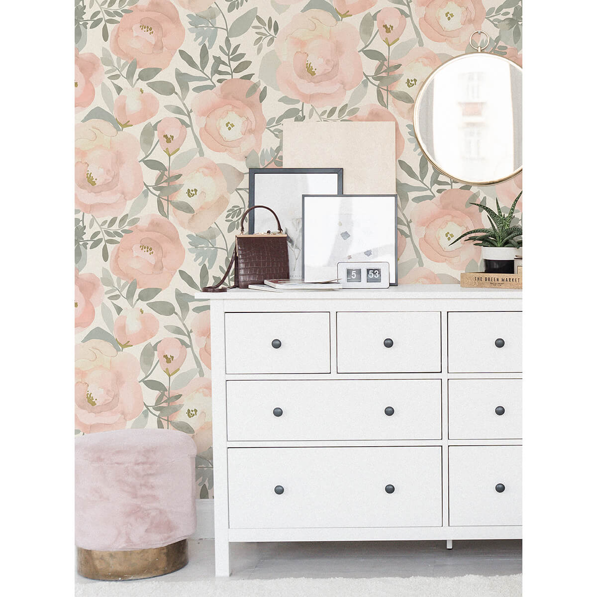 Rose Peachy Keen Peel and Stick Wallpaper - York Wallcoverings - NUS3829 - York Wallcoverings Wallpaper