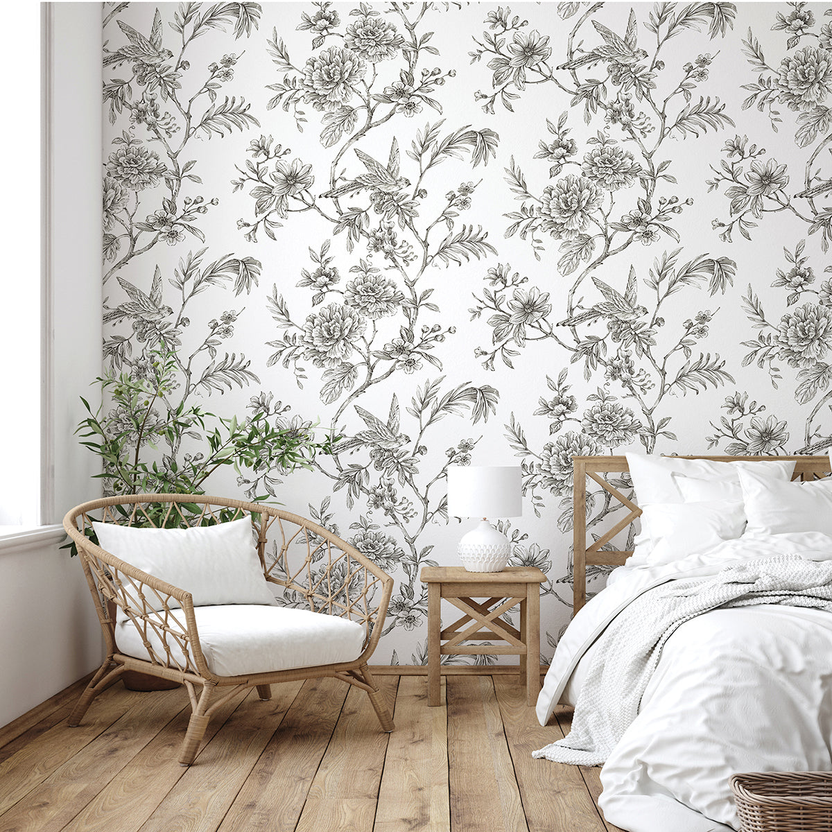 Charcoal Longwood Peel and Stick Wallpaper - Brewster Wallcovering