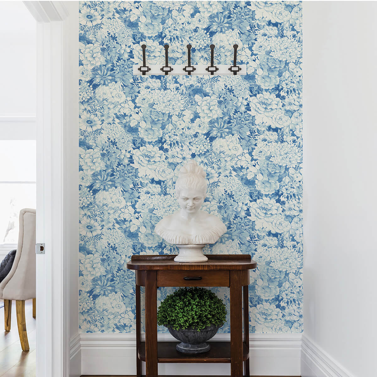 Indigo Empress Garden Peel and Stick Wallpaper - York Wallcoverings - NUS3833 - York Wallcoverings Wallpaper