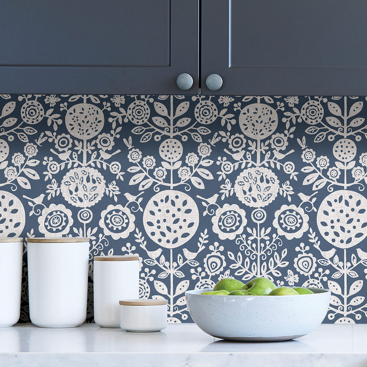 Navy Anya Peel & Stick Wallpaper - York Wallcoverings - NUS4031 - York Wallcoverings Wallpaper