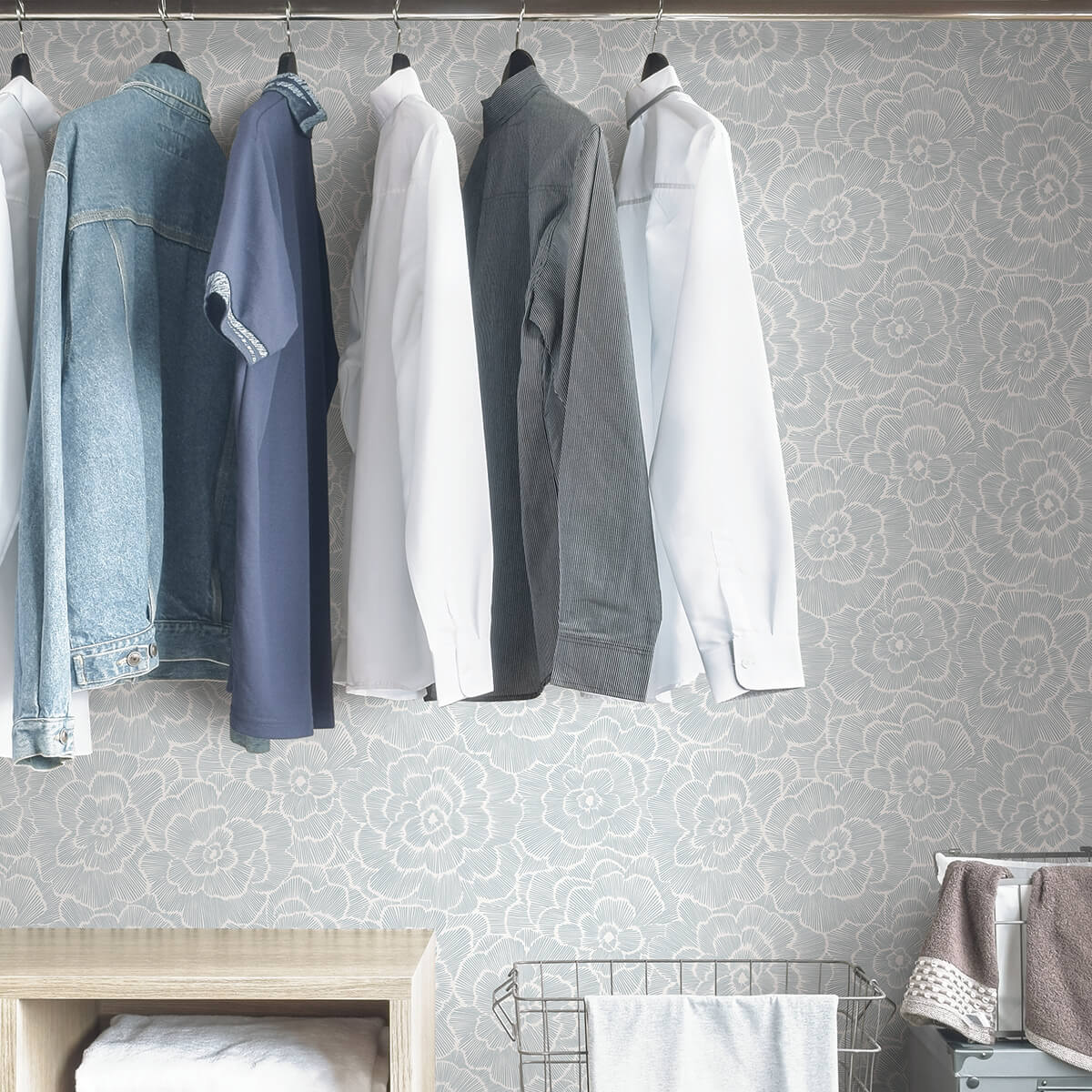 Blue Saraya Peel and Stick Wallpaper - York Wallcoverings - NUS4048 - York Wallcoverings Wallpaper