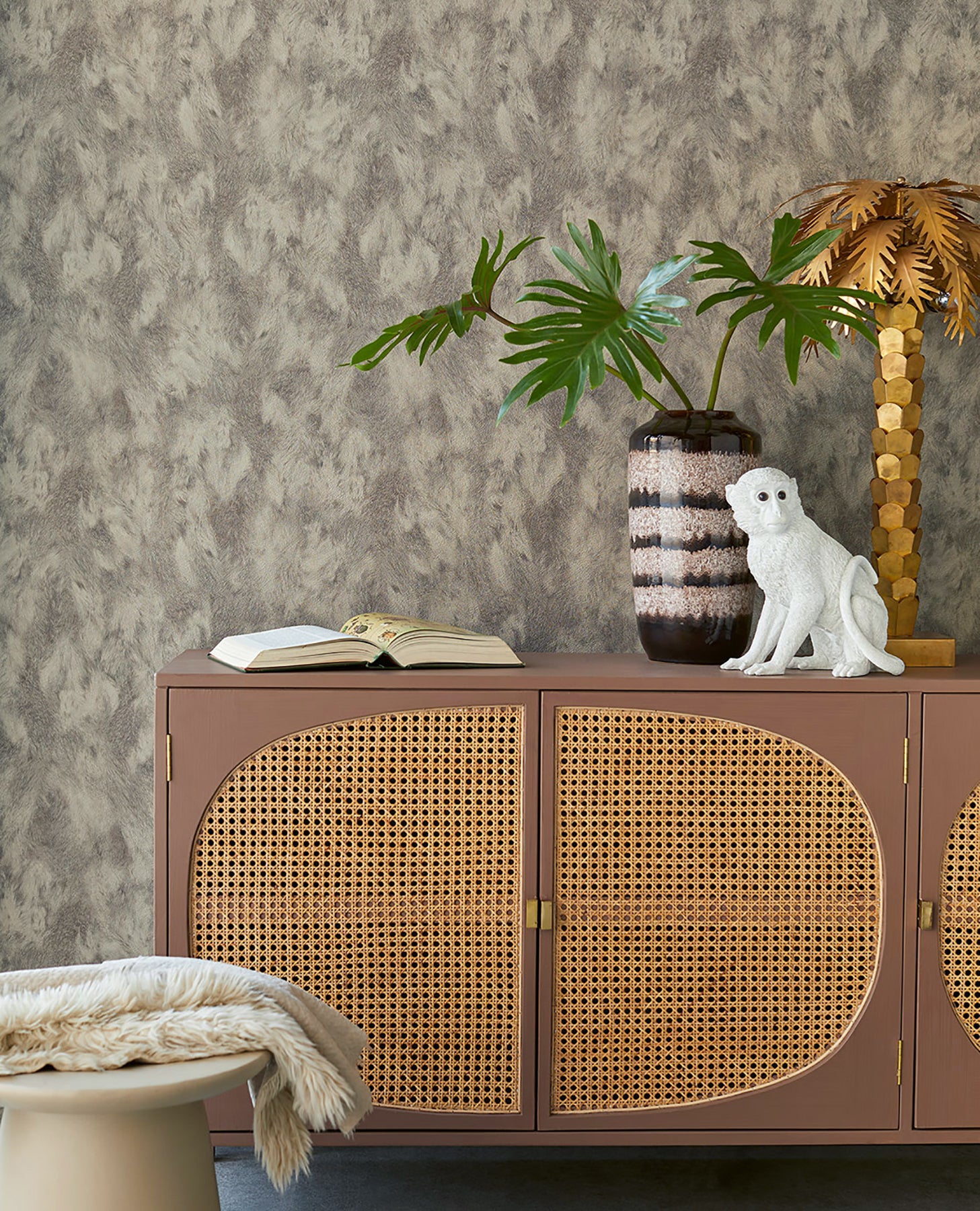 Pennine Neutral Pony Hide Wallpaper - Brewster Wallcovering